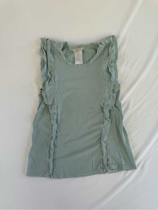 Anthropologie Tops - Anthropologie Eri + Ali Washed Ruffle Tank Top Womens Cotton Sage Green Boho S